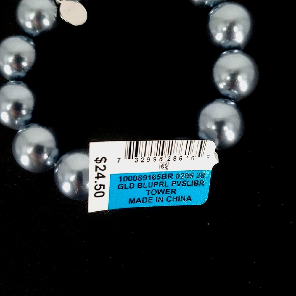 Charter Club Blue Pearl Stretch Bracelet - Picture 3 of 3